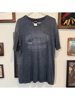 Vintage 00s Harley Davidson Stone Wash Biker Eagle Shirt Size Mens Large Orlando